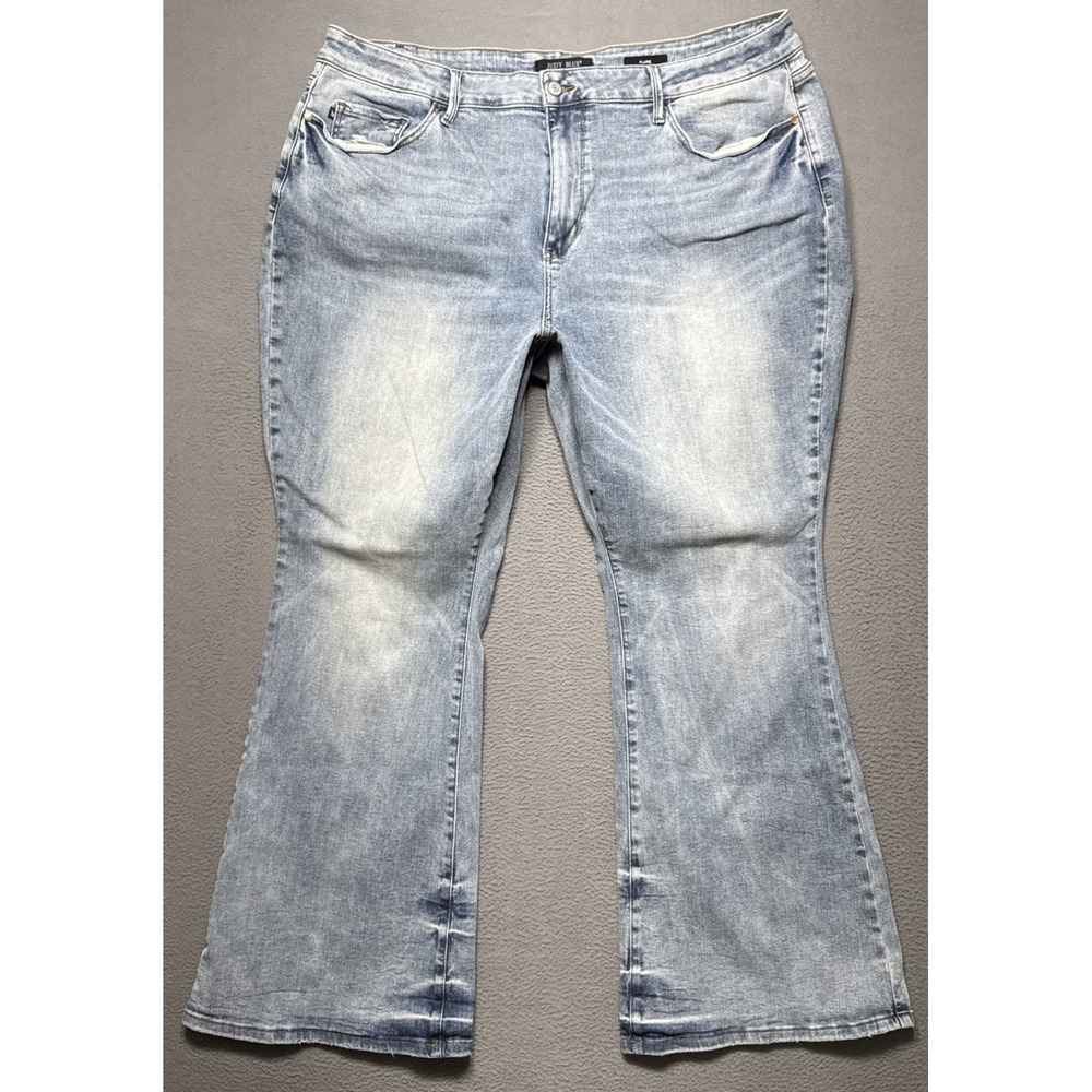 Judy Blue Jeans 24W (40x31) Flare Bell Festival Stretch Faded Distressed Denim